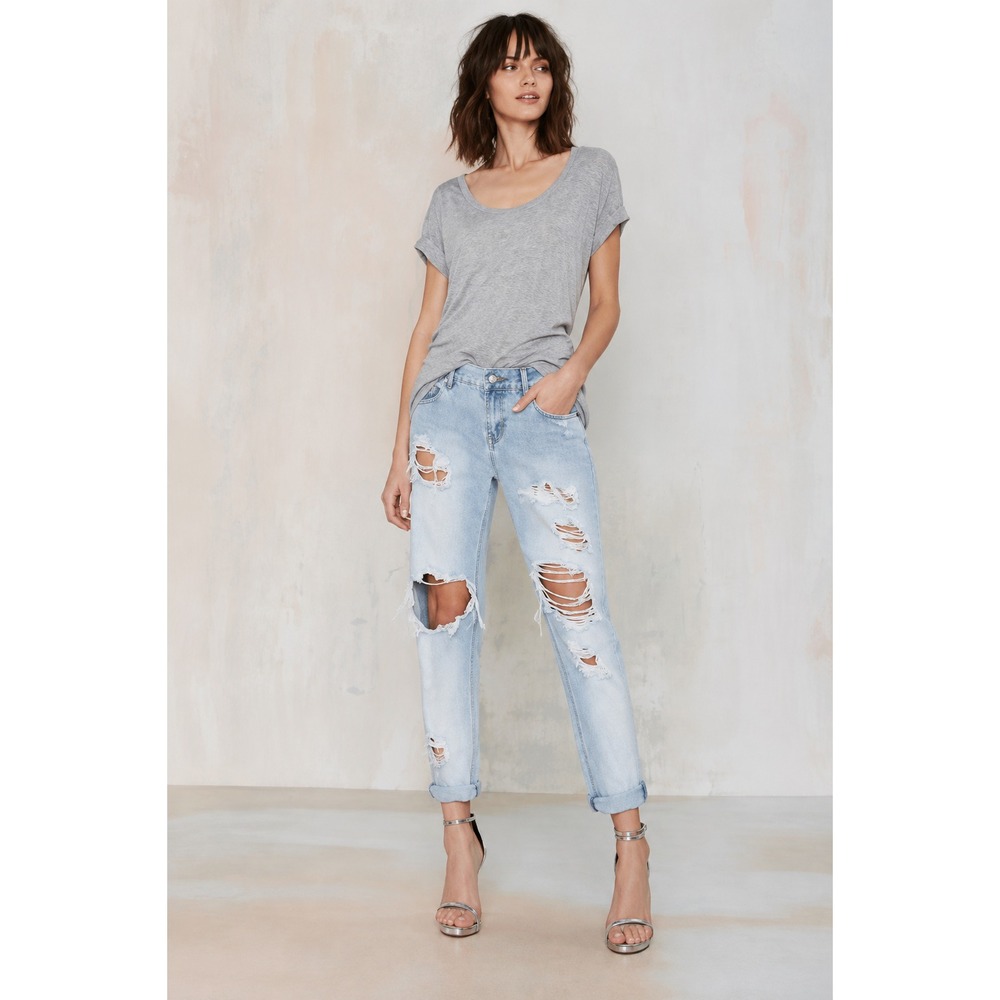 One x OneTeaspoon Awesome Baggies Denim Boyfriend Jeans Distressed Light Wash 28